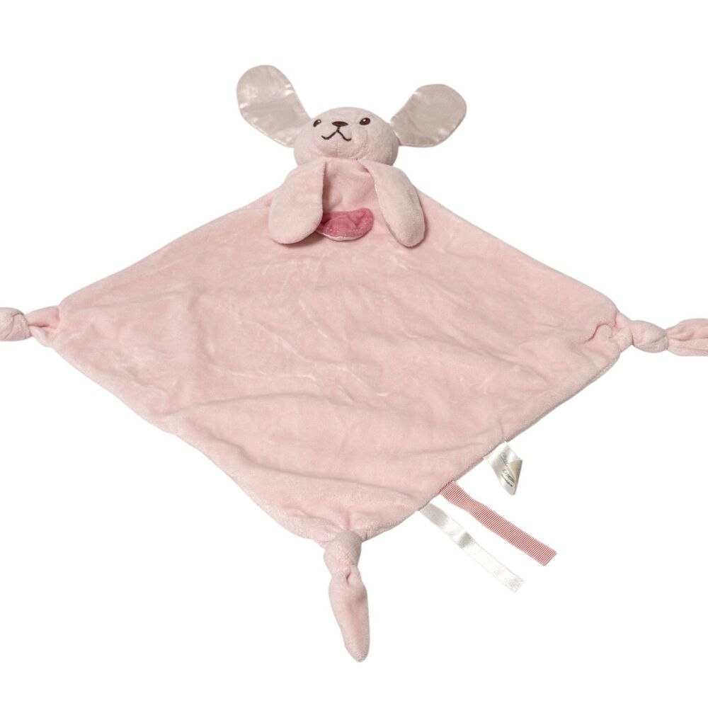 Cuddle Bright Pink Dog Security Blanket Lovey Knot Corners Satin Ears ❤️ Patch